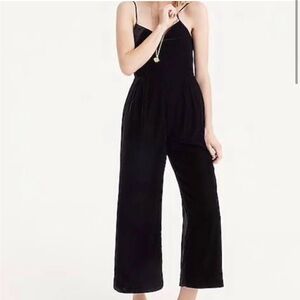 J. Crew women’s Black Velvet Wide Leg Crop Jumpsuit Size 14